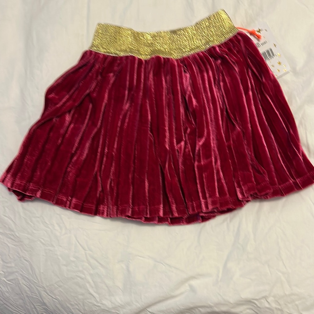 Egg Collective Red and Gold Mini Bubble Skirt